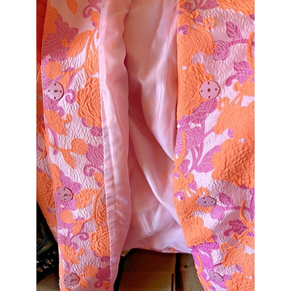 NWT ASOS LUXE Floral Jacquard Plunge Blazer Dress Chiffon Sash Cuffs Sz 8 - Picture 15 of 16